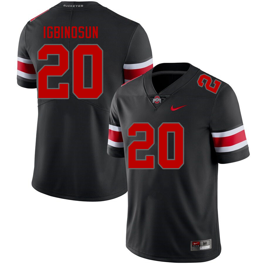 Men's Ohio State Buckeyes #20 Davison Igbinosun Blackout Authentic College Stitched Football Jersey 23HQ047JB